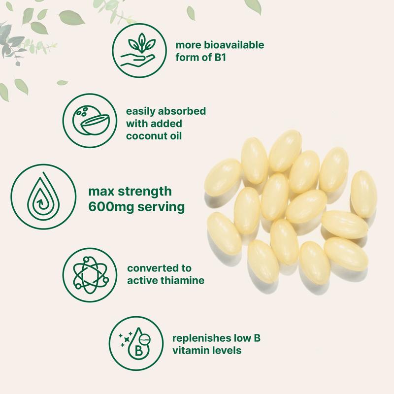 New Maximum Potency Formula - Vitamin B1 Benfotiamine, With Coconut Oil Softgels