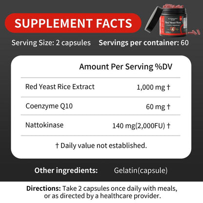 Red Yeast Rice 1200mg with Nattokinase & CoQ10 - Extra Strength